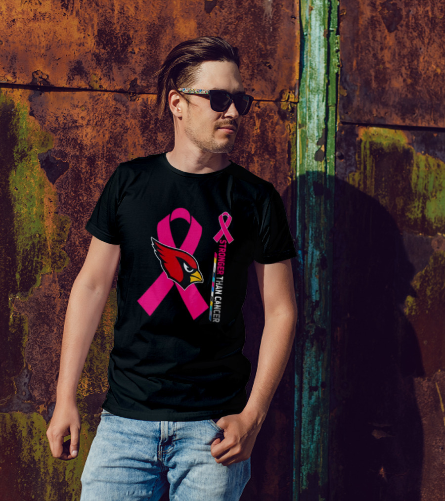 Arizona Cardinals Stronger Than Cancer Awareness Pink Ribbon T-Shirt
