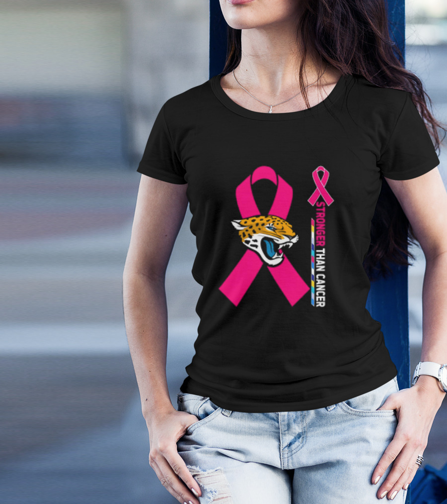 Awareness Stronger Than Cancer Pink Ribbon Jacksonville Jaguars T-Shirt