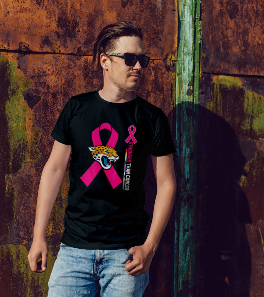 Awareness Stronger Than Cancer Pink Ribbon Jacksonville Jaguars T-Shirt