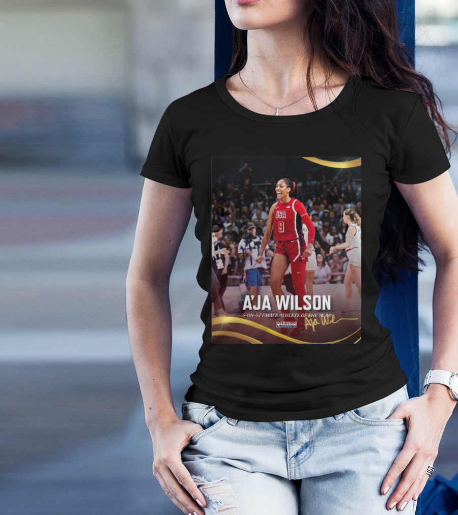 A’Ja Wilson USA Basketball Star 5-On-5 Female Athlete Of The Year 24 Awards Signature T-Shirt
