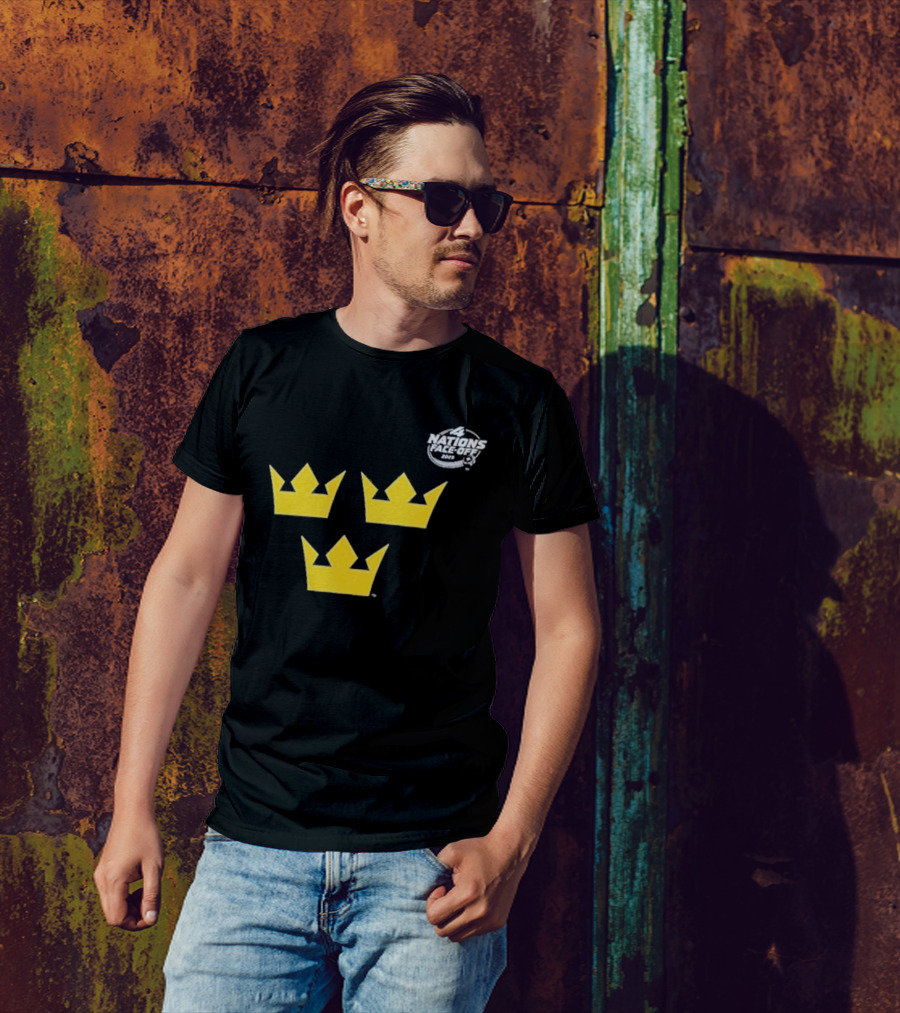 Awesome Sweden 2025 4 Nations Face-Off Primary Tre Kronor Yellow Crowns T-Shirt