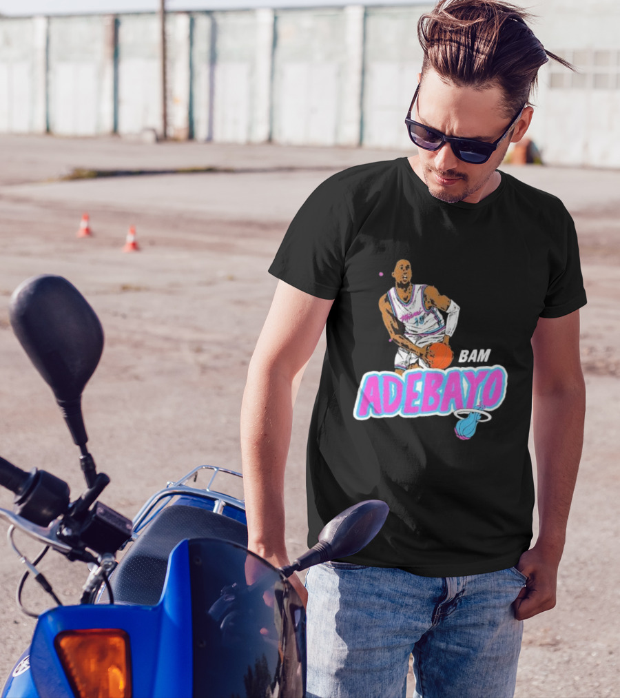 Bam Adebayo Miami Heat Retro Style Caricature With Basketball T-Shirt
