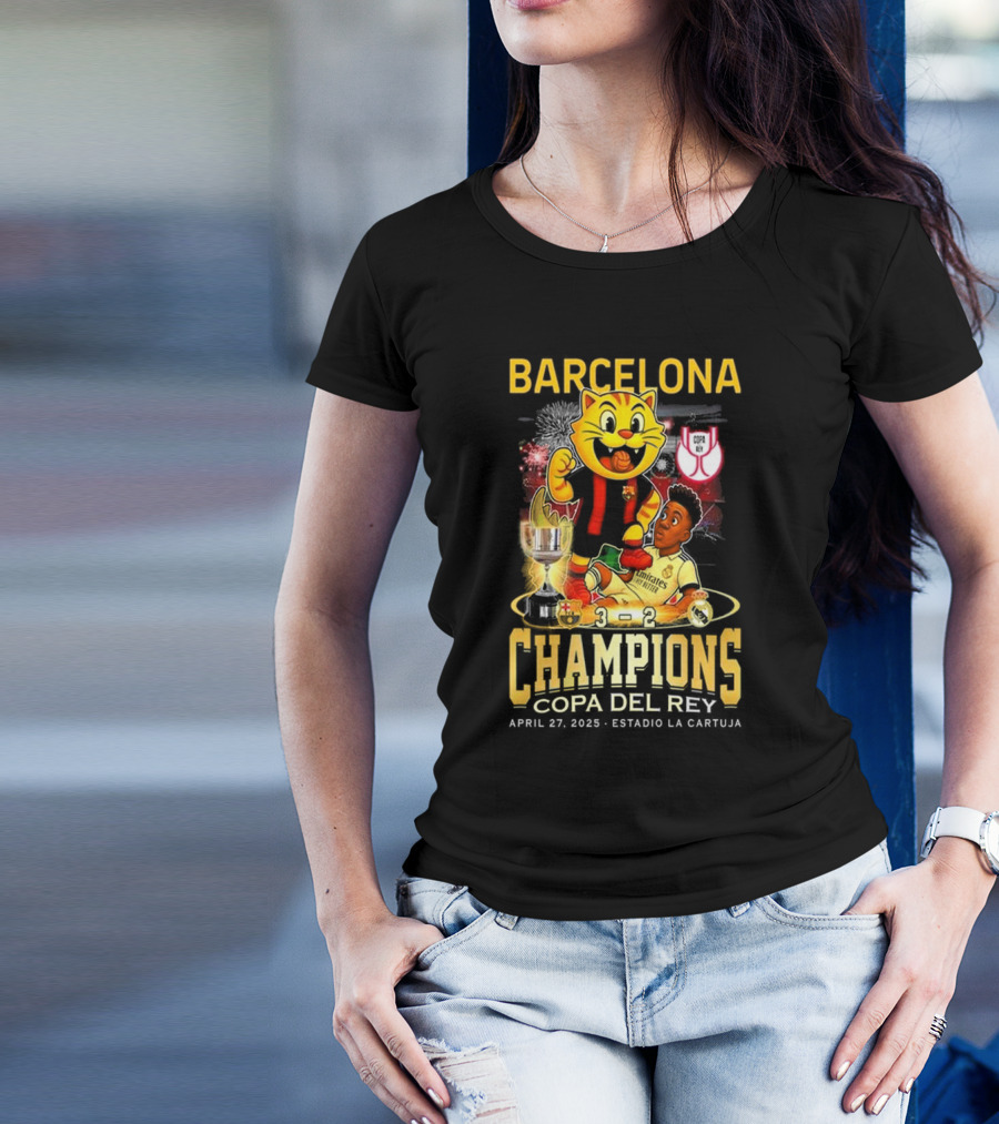 Barcelona Champions Copa Del Rey April 27 2025 Estadio La Cartuja Mascot T-Shirt