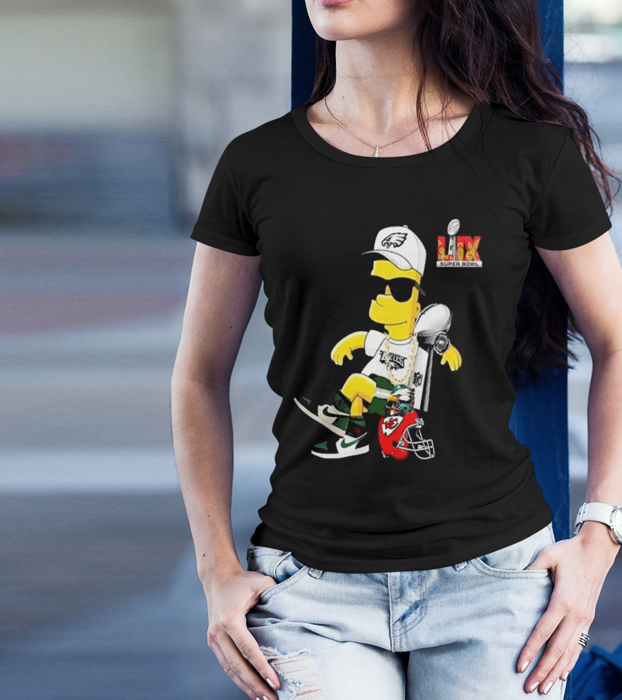 Bart Simpson X Philadelphia Eagles Super Bowl LIX Champions 2025 Essentials Football Chiefs Victory T-Shirt