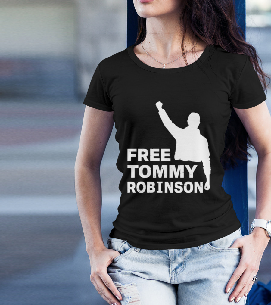Free Tommy Robinson Activist Silhouette Fist Raised T-Shirt