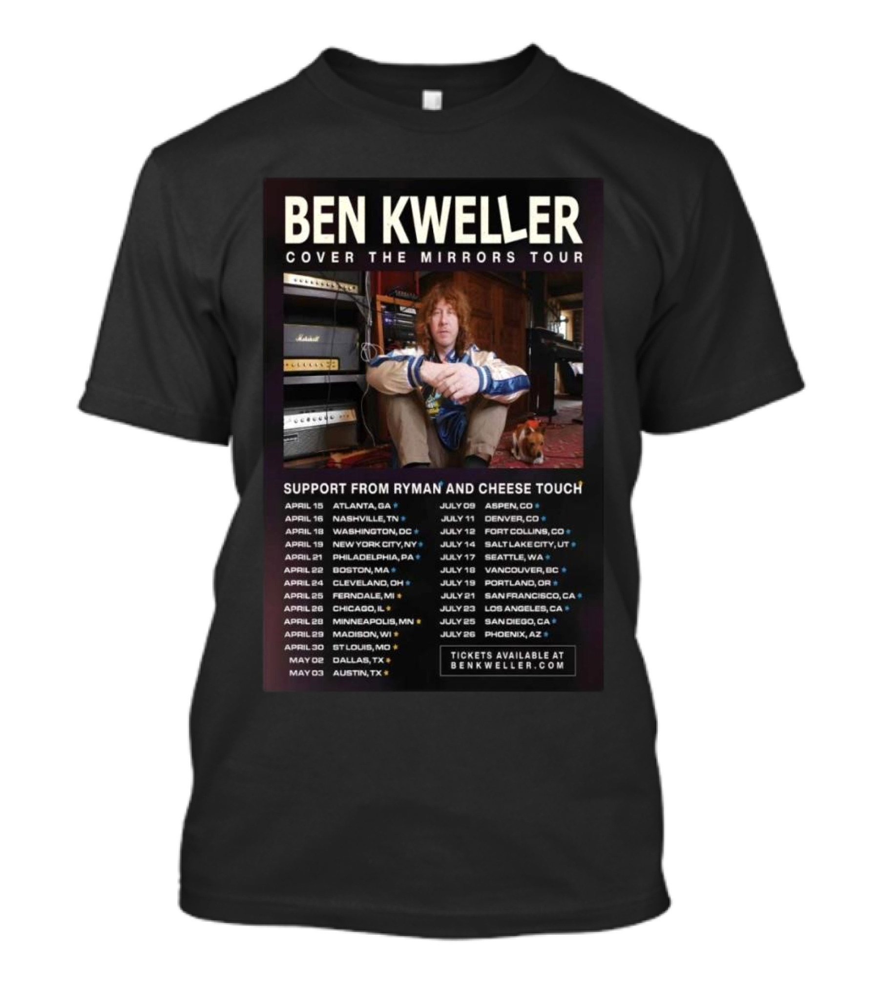 Ben Kweller Cover The Mirrors Tour 2025 Support From Ryman And Cheese Touch Dates And Locations T-Shirt