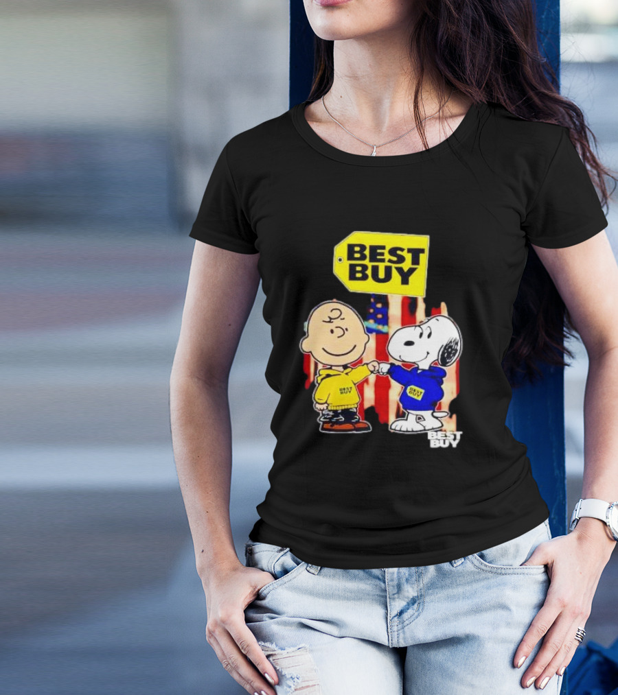 Best Buy Charlie Brown Snoopy Yellow Blue S Fist Bump T-Shirt