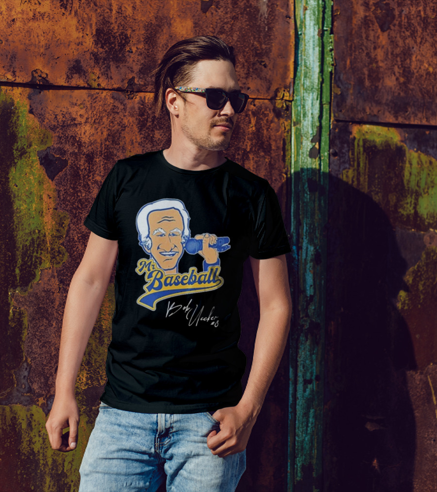 Mr Baseball Bob Uecker UECK Microphone Illustration T-Shirt