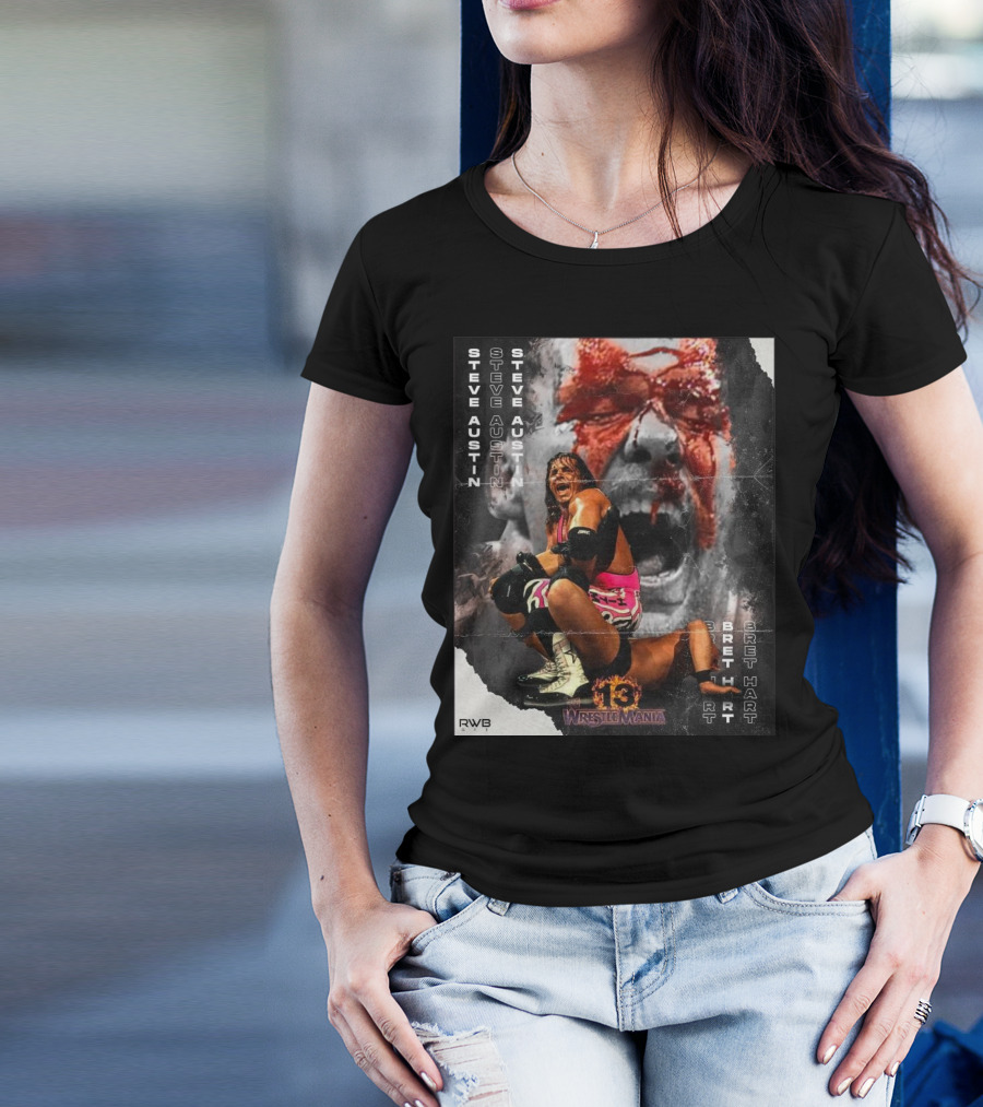 Bret Hart Vs Stone Cold Steve Austin 13 Wrestlemania WWE Vintage T-Shirt