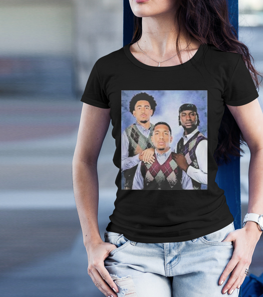 Bryce Young Chuba Hubbard Xavier Legette Vintage Argyle Sweater Step Brothers Look T-Shirt