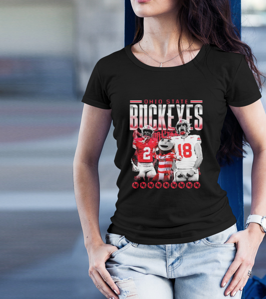 Caleb Downs X Will Howard Ohio State Buckeyes Mascot Graphic T-Shirt
