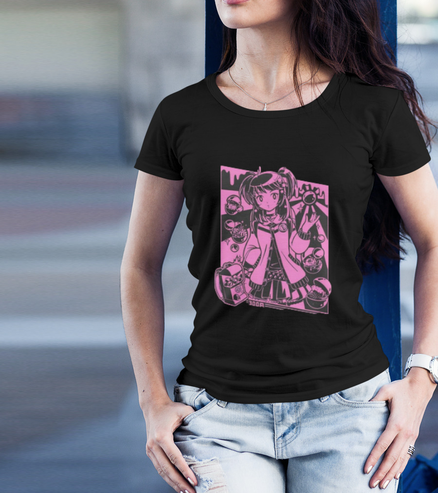 Capsule Toy Girl With Retro Manga Style And Vending Machine T-Shirt
