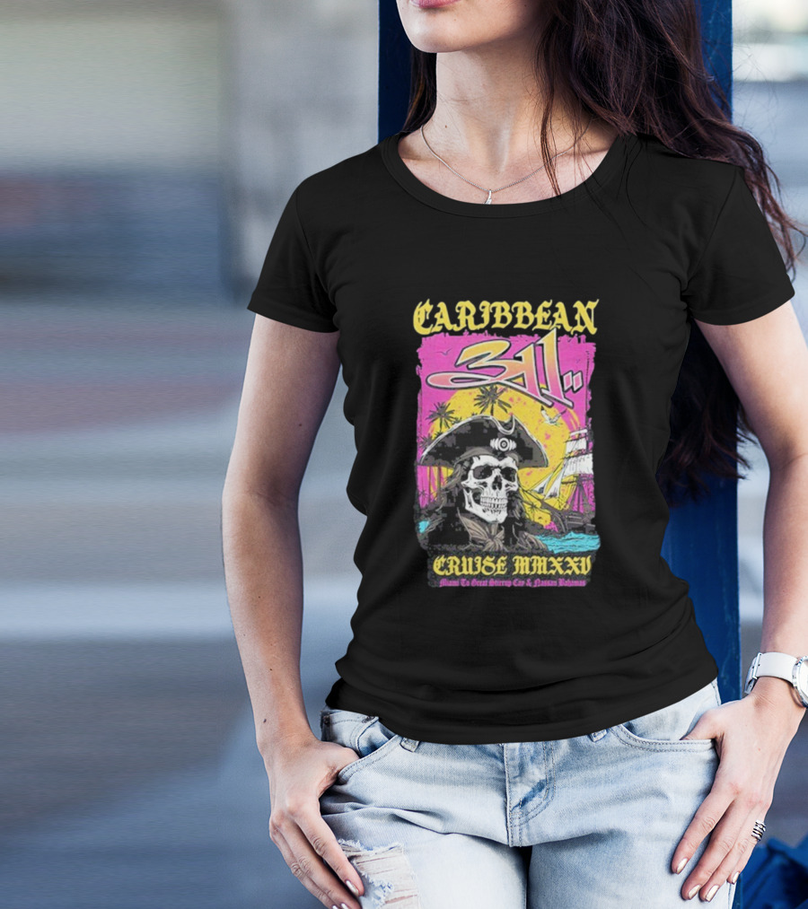 Caribbean Cruise 2025 Skull Pirate T-Shirt