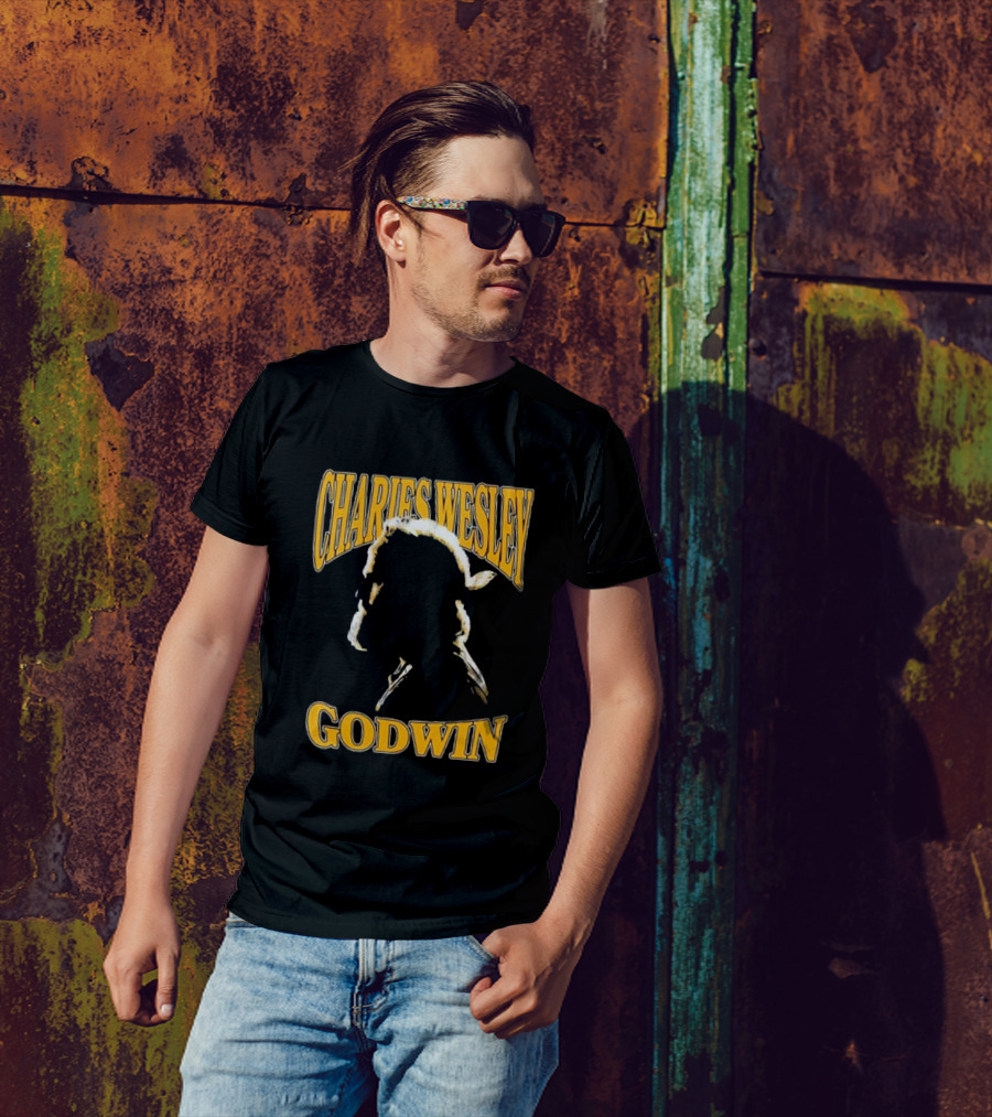 Charles Wesley Godwin CWG Silhouette Bold Yellow Text T-Shirt