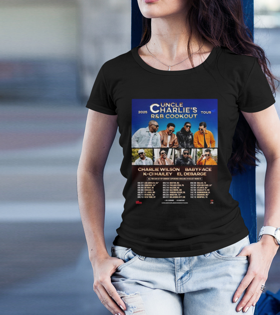 Charlie Wilson Events Uncle Charlie’s R&B Cookout Tour 2025 Schedules Cities Tour T-Shirt