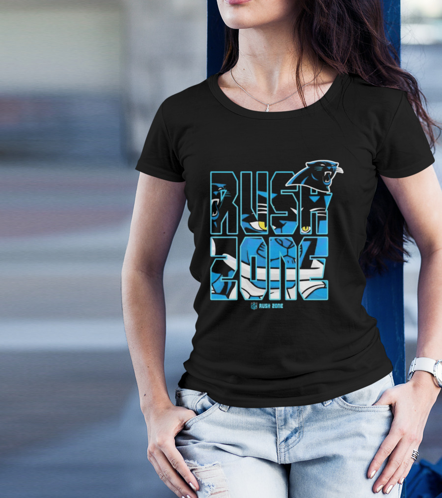 Carolina Panthers NFL Rush Zone Cartoon Football Logo T-Shirt