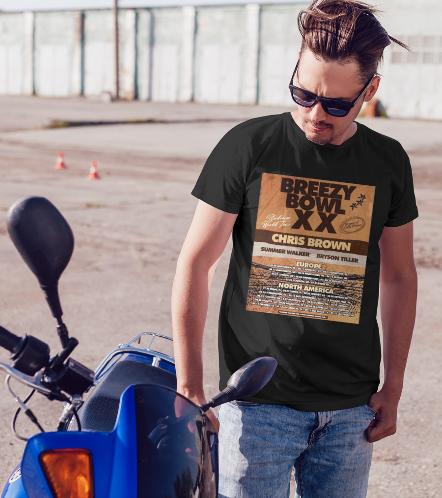 Chris Brown Stadium World Tour 2025 Breezy Bowl 20 Years Anniversary T-Shirt