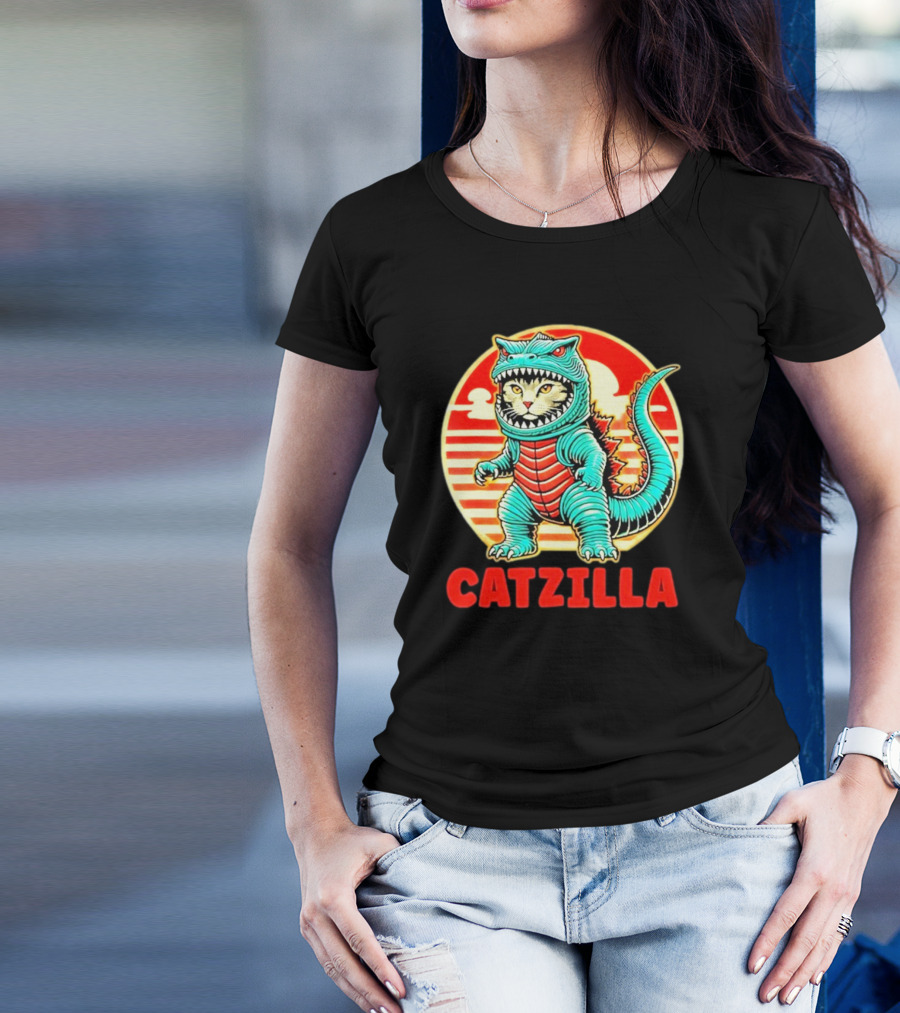 Cat Catzilla Cat Mom Cat Dad T-Shirt
