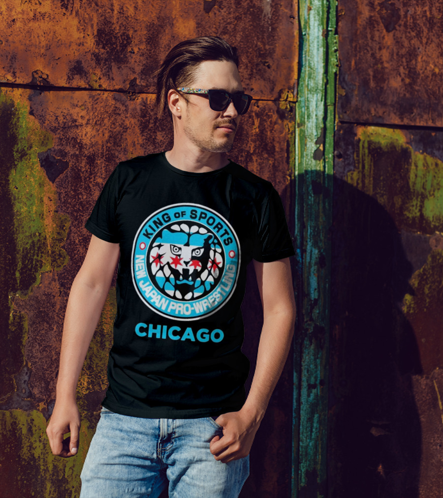 Chicago Lion Mark King Of Sports New Japan Pro-Wrestling Logo T-Shirt