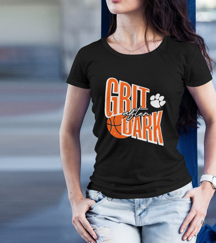 Clemson Tigers Grit After Dark Basketball With Paw Icon T-Shirt