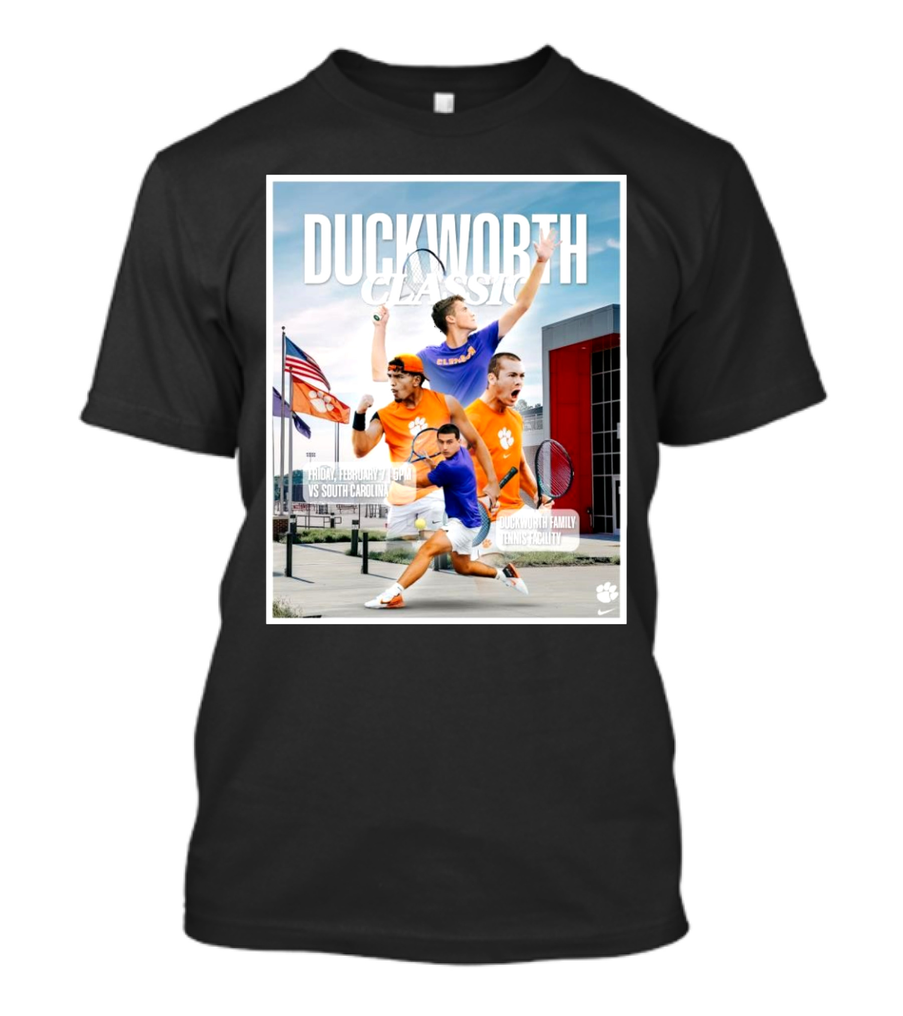 Clemson Tigers Men’s Tennis Duckworth Classic Fri Feb 7 Vs South Carolina Duckworth Family Tennis Facility T-Shirt