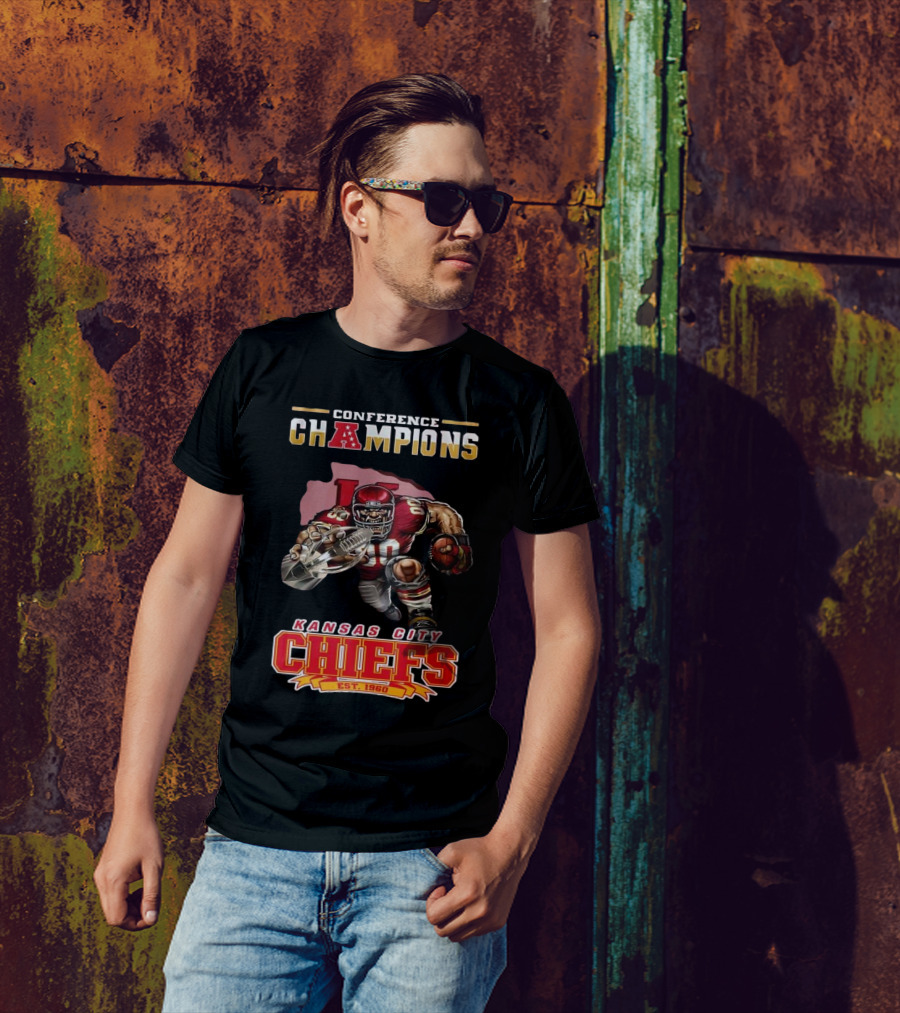Conference Champions Kansas City Chiefs Est 1960 Football Player Art T-Shirt