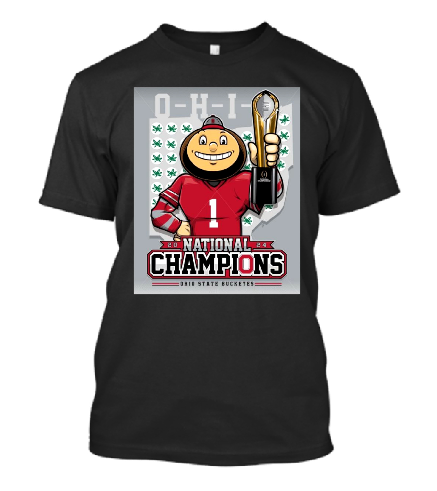College Football Playoff 2024 National Champion Ohio State Buckeyes Brutus Mascot T-Shirt