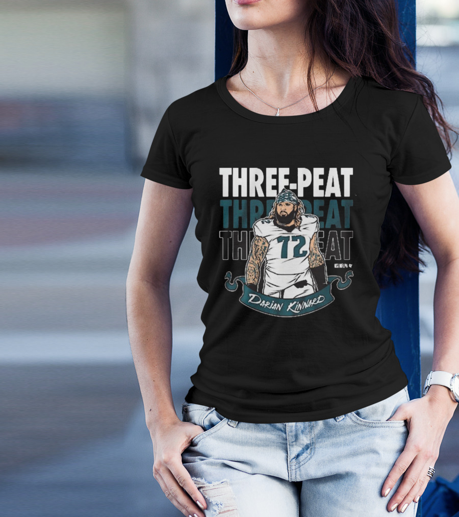 Darian Kinnard Three-Peat Philadelphia Eagles NFL Football T-Shirt