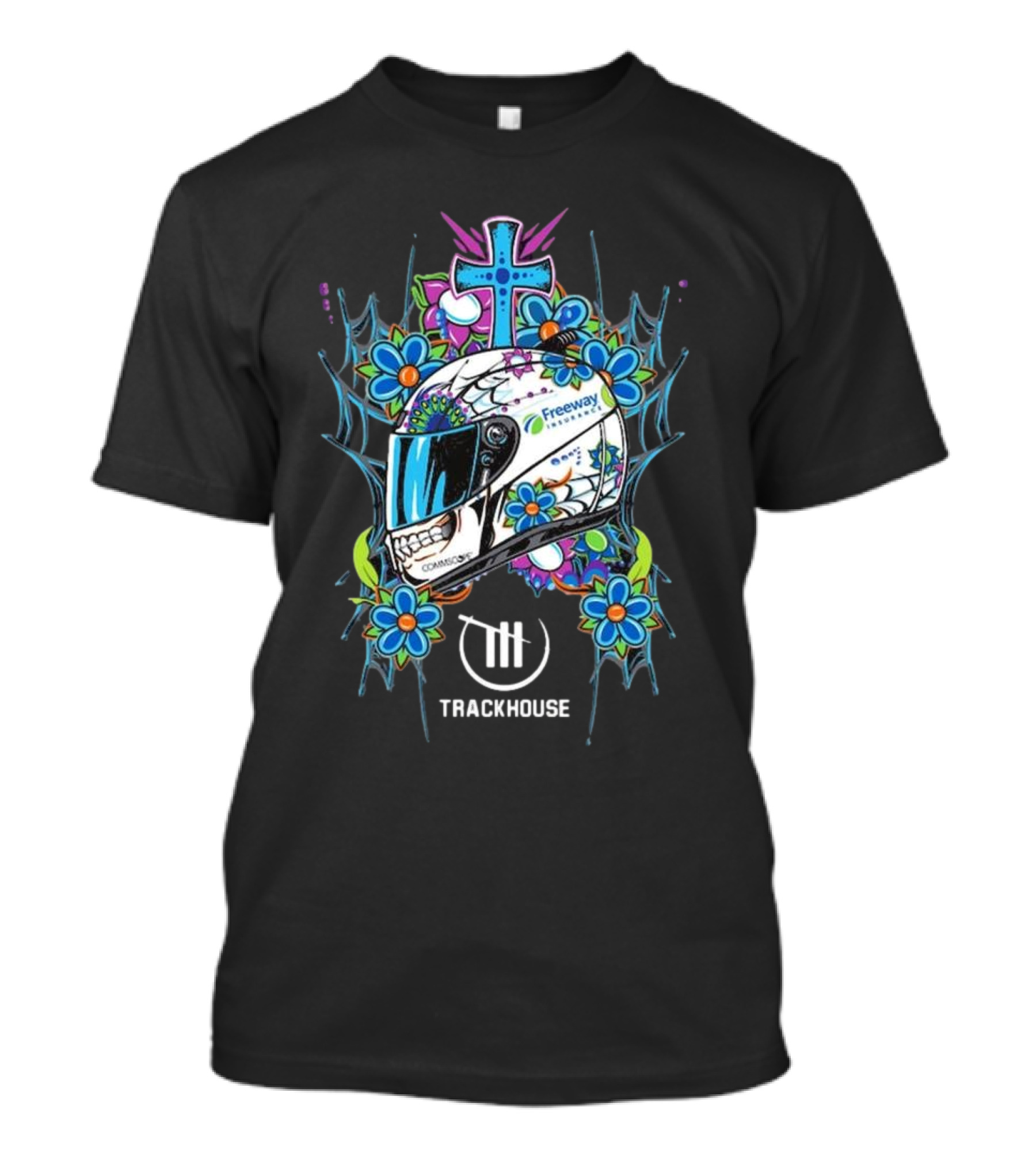 Daniel Suarez Trackhouse Racing Team Collection Black Helmet T-Shirt