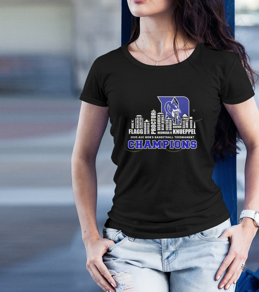 Duke Blue Devils 2025 ACC Men Basketball Tournament Champions Skyline T-Shirt