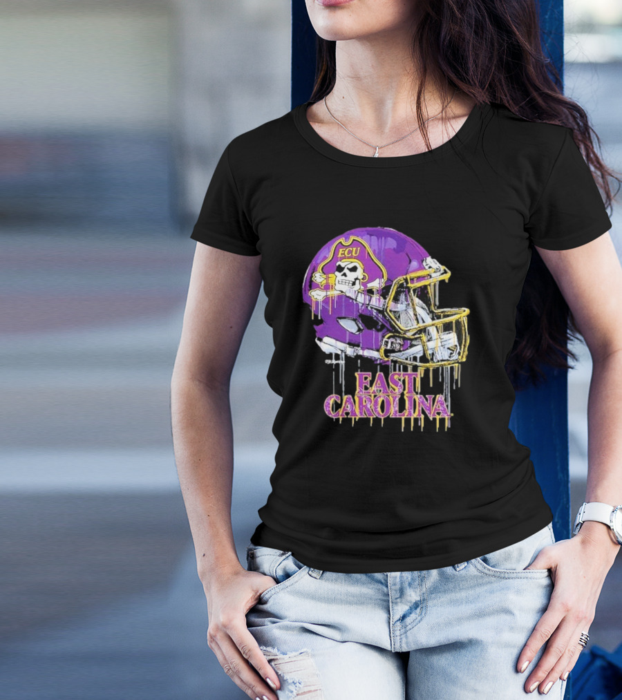 ECU Pirates Dripping Football Helmet T-Shirt