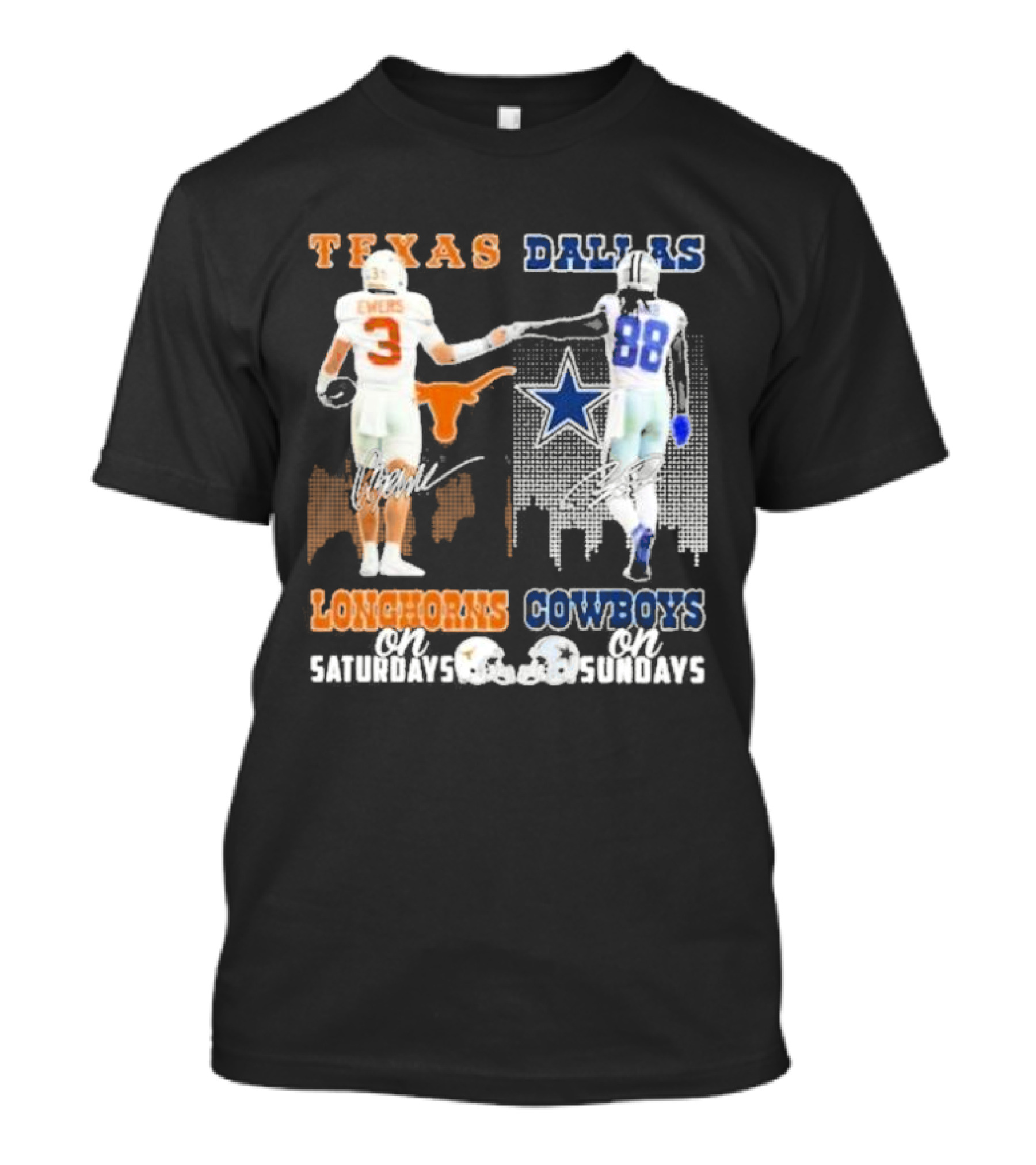 Ewers And Lamb Longhorns On Saturdays Cowboys On Sundays T-Shirt