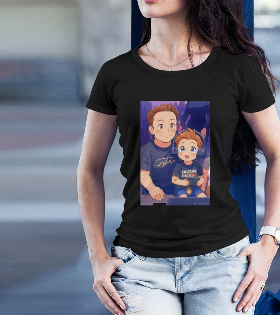 Elon Musk And His Son Gaming Together Anime T-Shirt