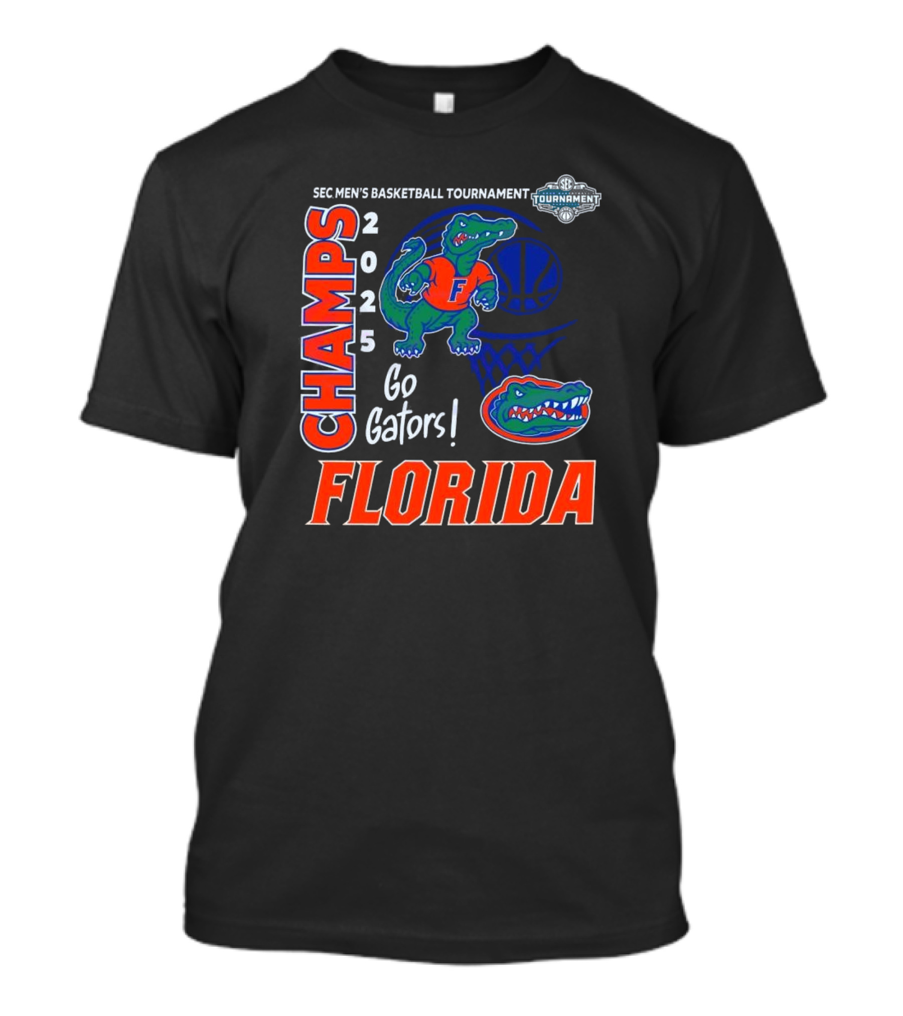 Florida Gators 2025 Sec Men’s Basketball Champs Go Gators Mascot T-Shirt