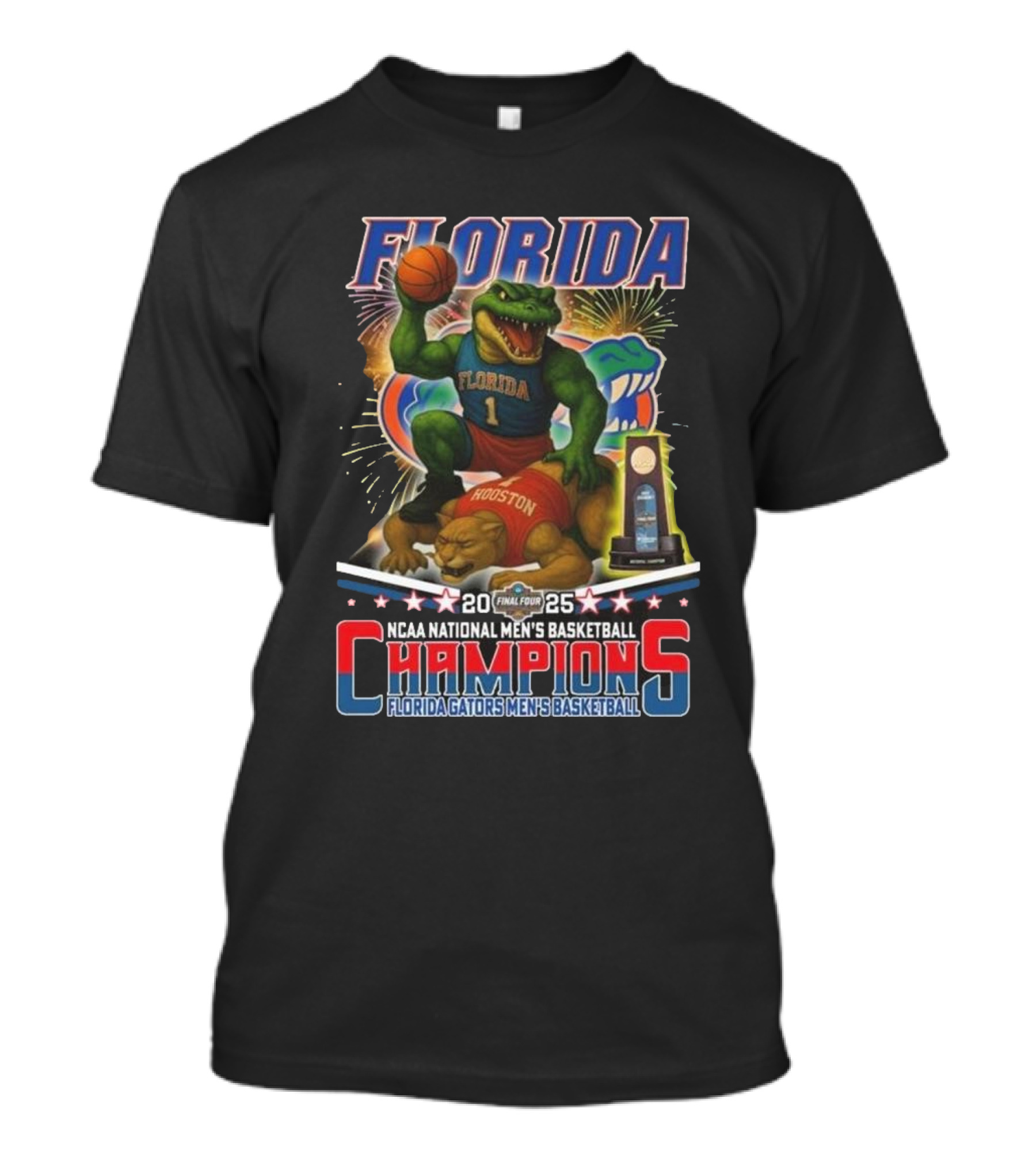 Florida Gators Beat Houston Cougars National Champions 2025 Mascot Fireworks T-Shirt