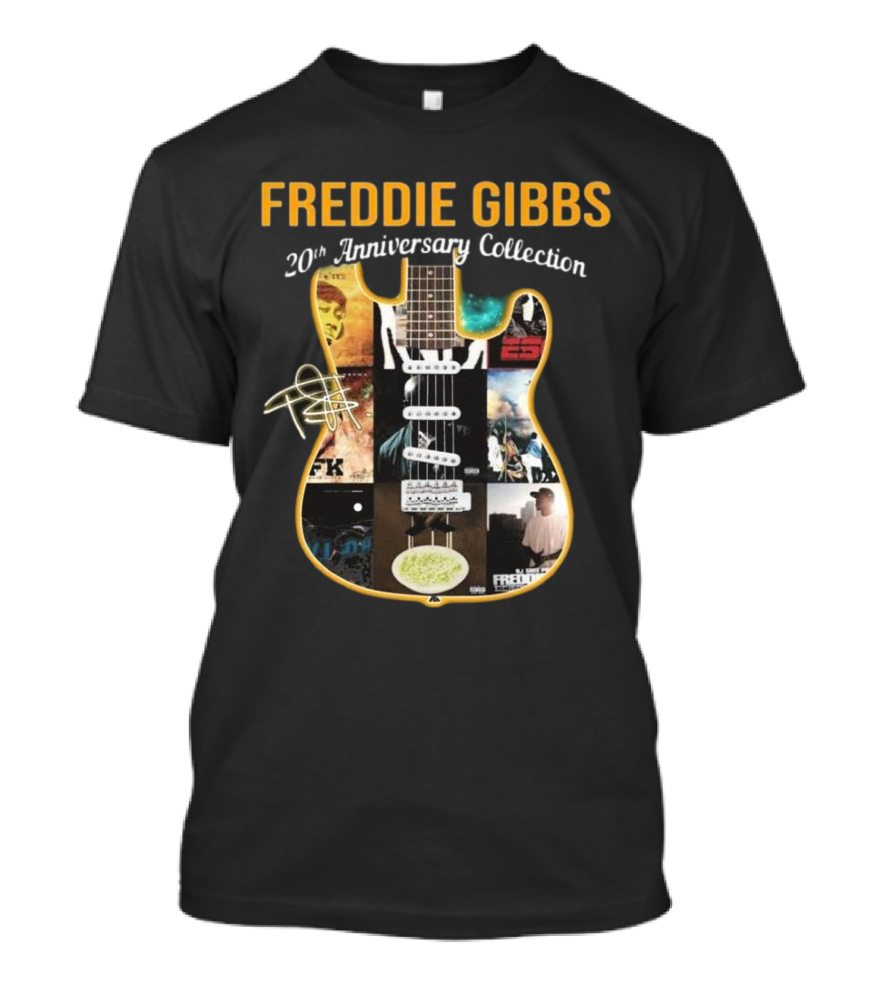 Freddie Gibbs Rapper 20th Anniversary Collection Guitar Signature T-Shirt