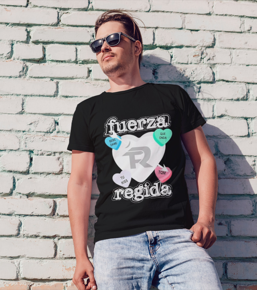 Fuerza Regida Candy Hearts Valentine's Day Event Heart Design T-Shirt