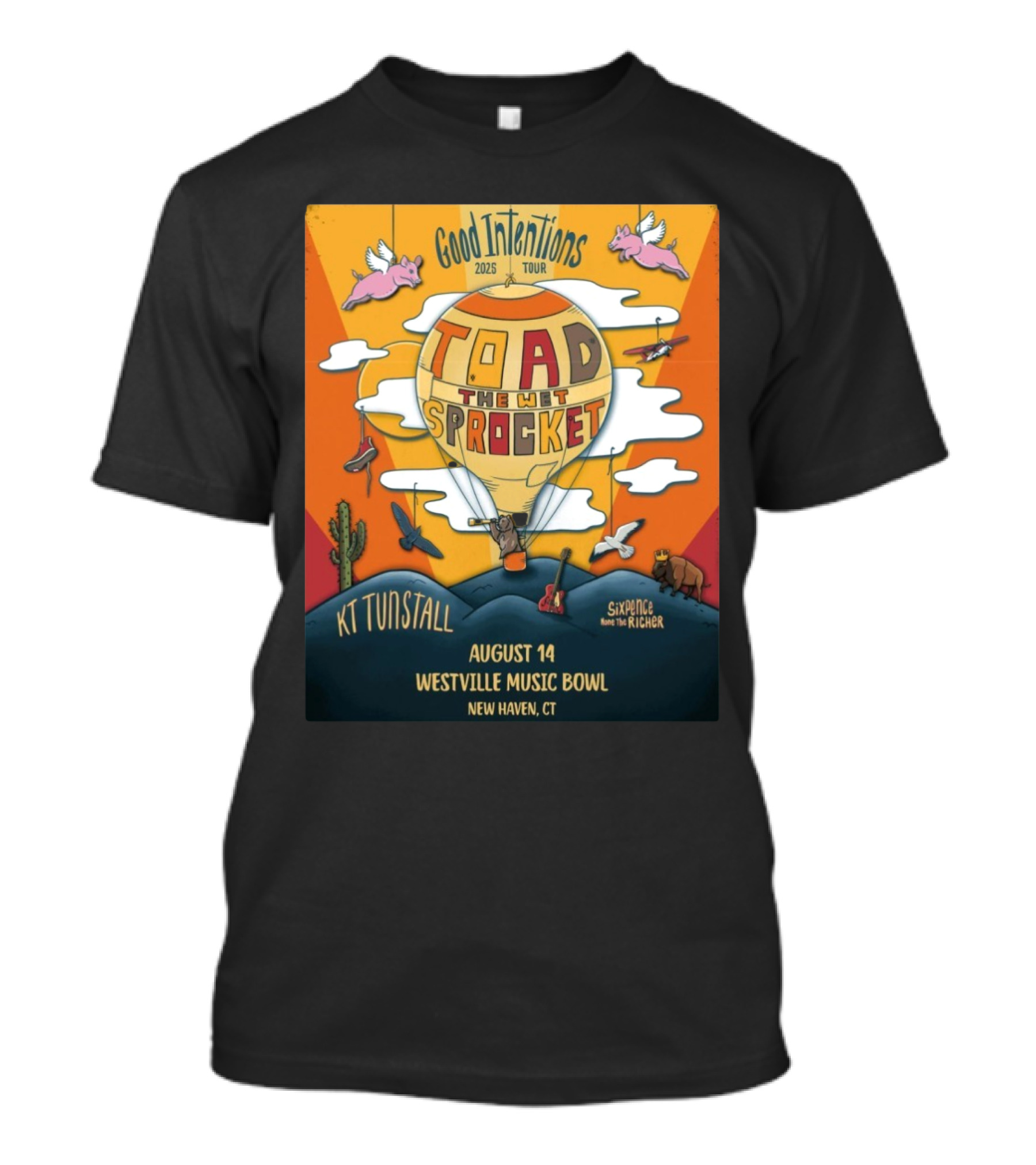 Good Intentions 2025 Tour Toad The Wet Sprocket Kt Tunstall August 14 Westville Music Bowl New Haven Ct T-Shirt