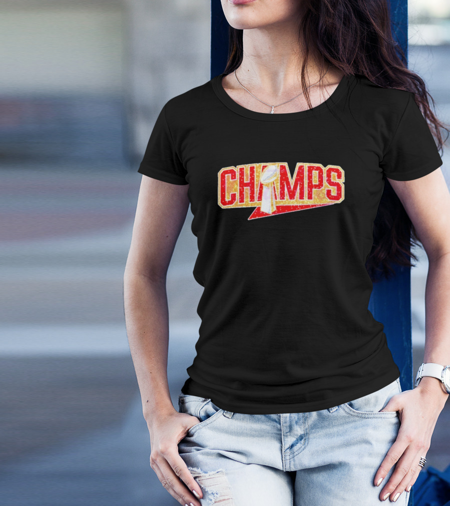 Glitter Champs Super Bowl Trophy Kansas City Chiefs T-Shirt