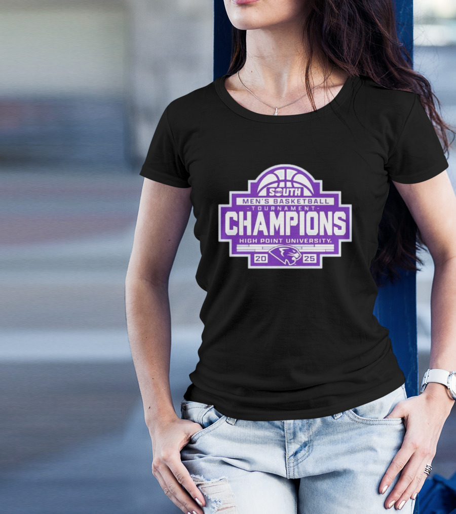 High Point Panthers 2025 Big South Men’s Basketball Conference Tournament Champions T-Shirt