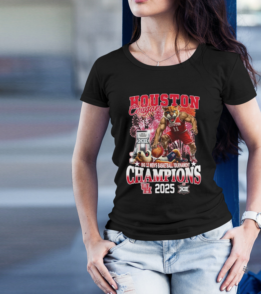 Houston Cougars Big 12 Men’s Basketball Tournament Champions 2025 Mascot T-Shirt