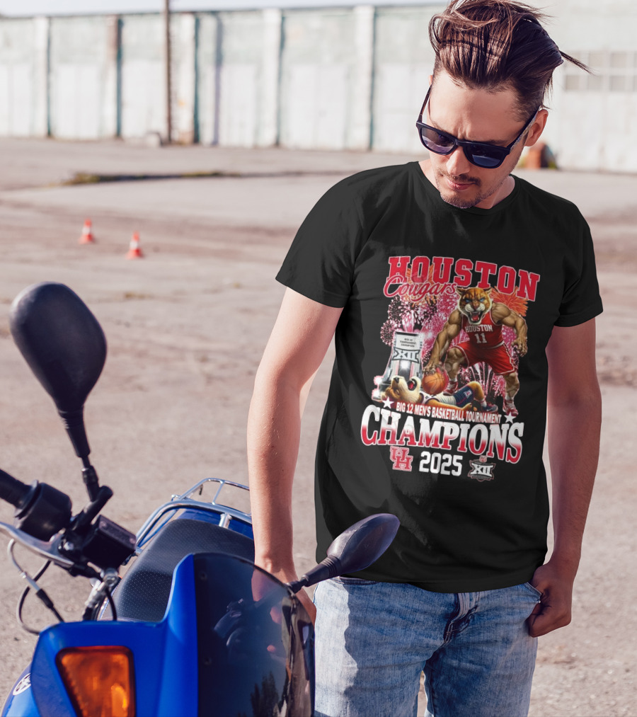 Houston Cougars Big 12 Men’s Basketball Tournament Champions 2025 Mascot T-Shirt
