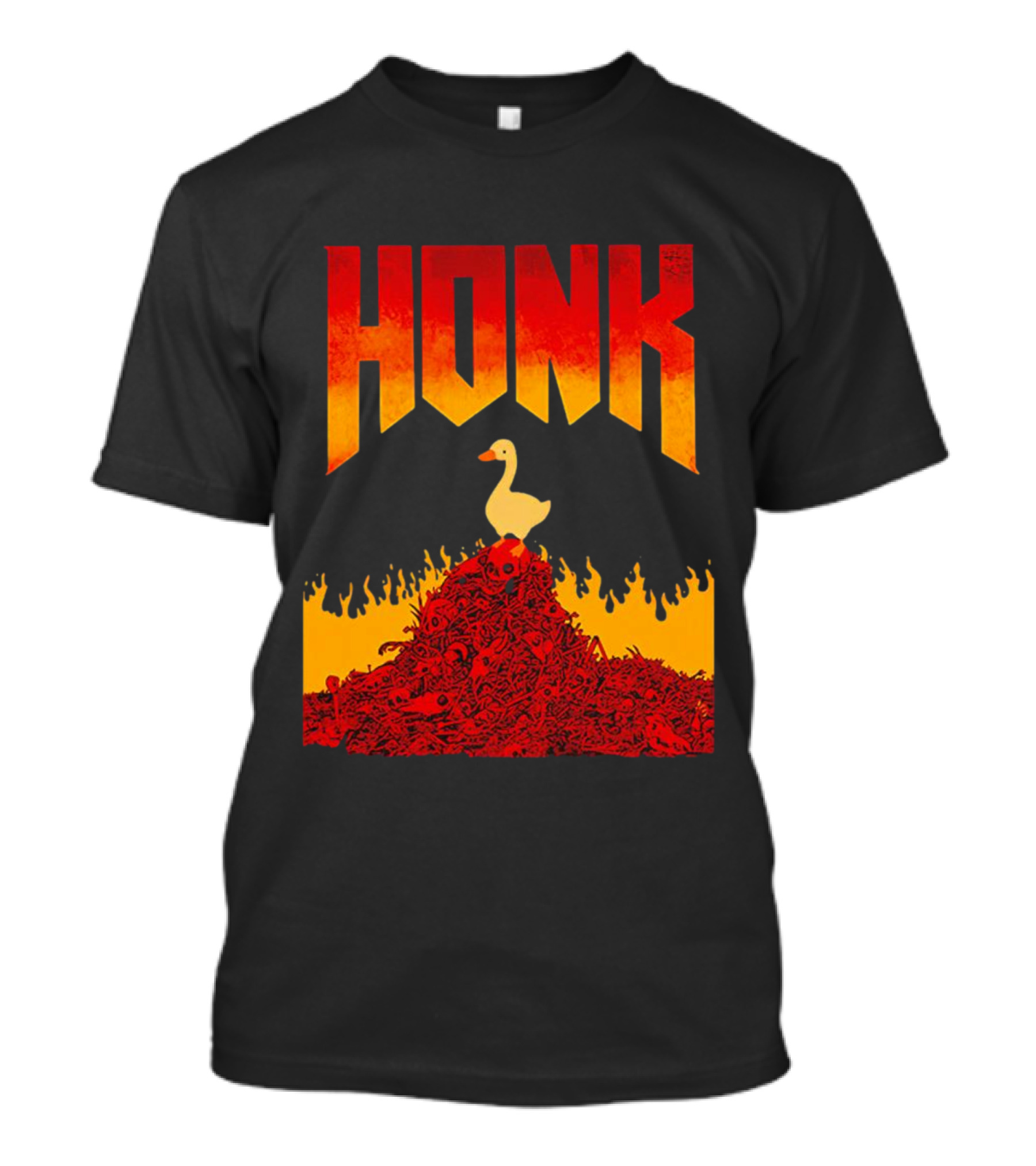Honk Goose On Fiery Doom Inspired Mountain T-Shirt