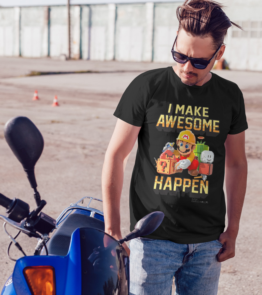 Super Mario Maker I Make Awesome Happen Mario Builder T-Shirt