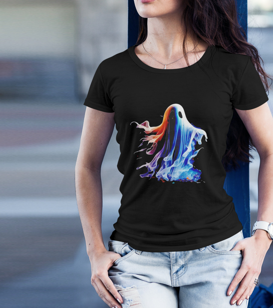 Ghost Halloween Vivid Colorful Abstract Specter T-Shirt