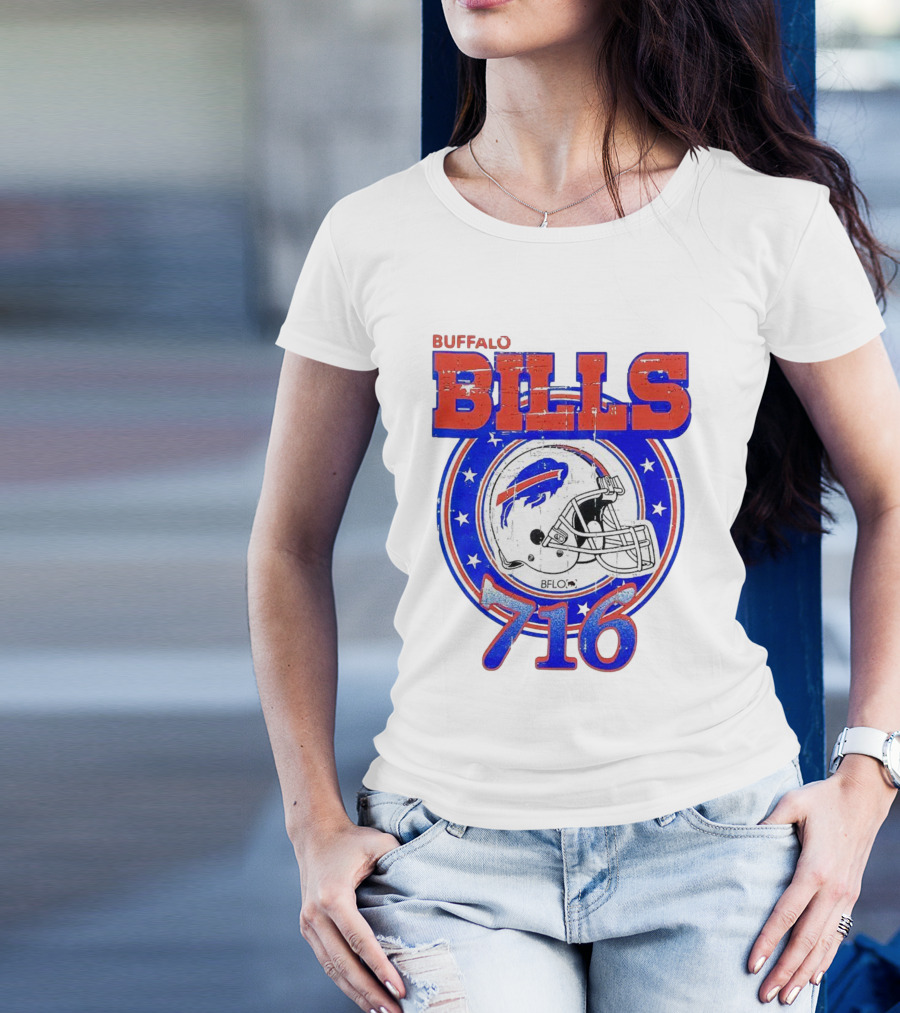 Buffalo Bills Bflo 716 Day Celebration Helmet Stars T-Shirt