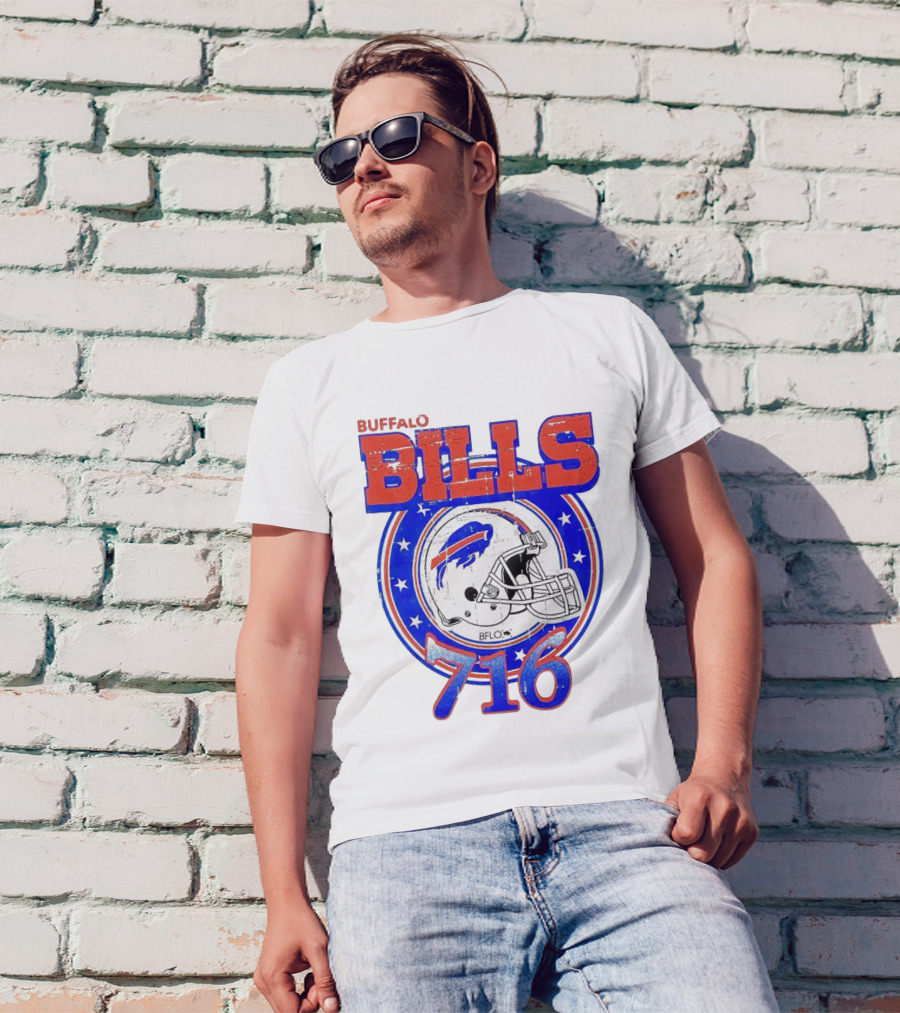 Buffalo Bills Bflo 716 Day Celebration Helmet Stars T-Shirt
