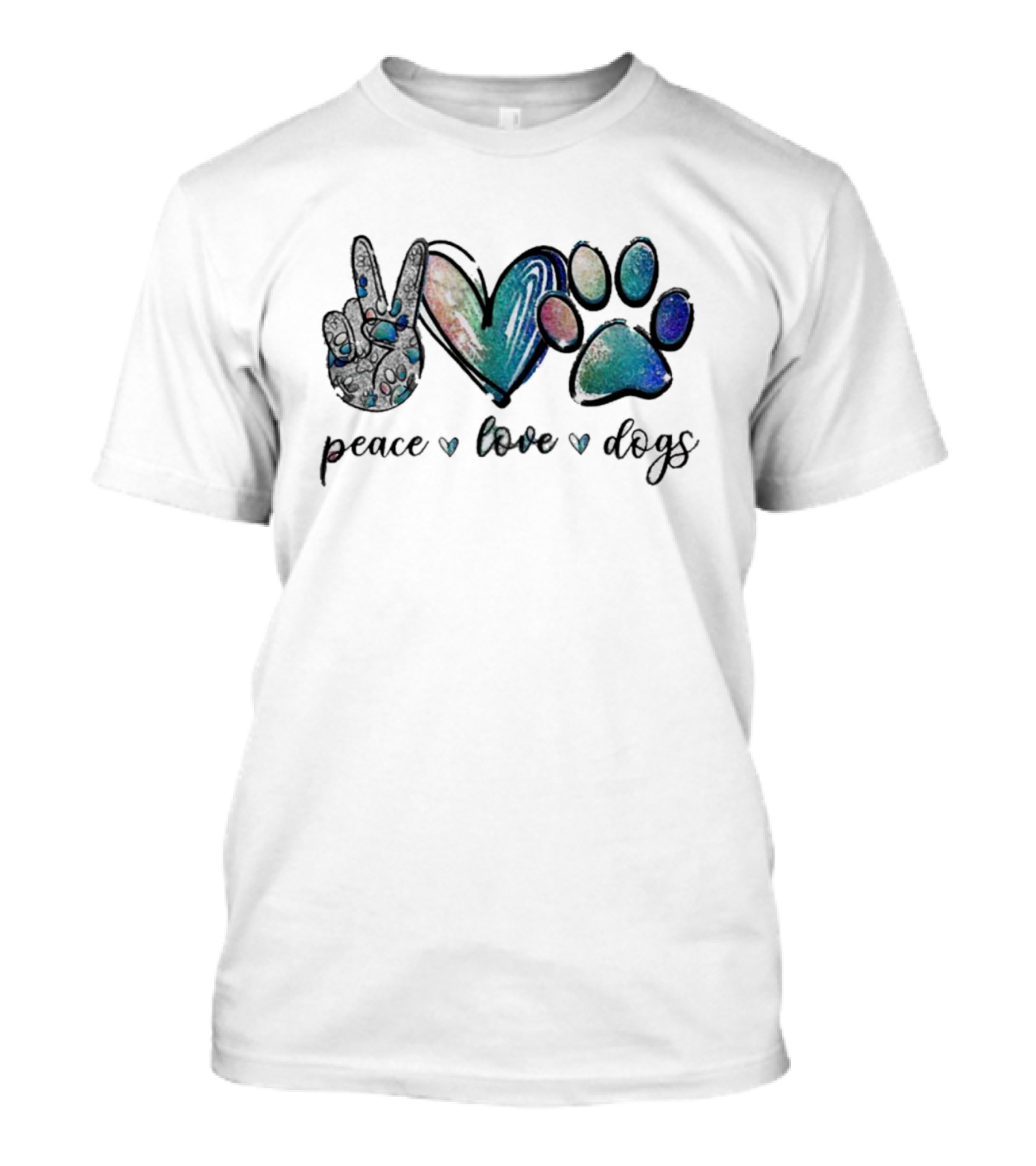 Peace Love Dogs Heart Paw涼 T-Shirt