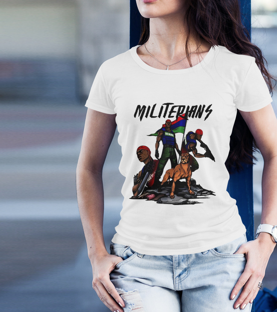 Beautiful And Brutal Militerians With Warrior Dog And Flag Display T-Shirt
