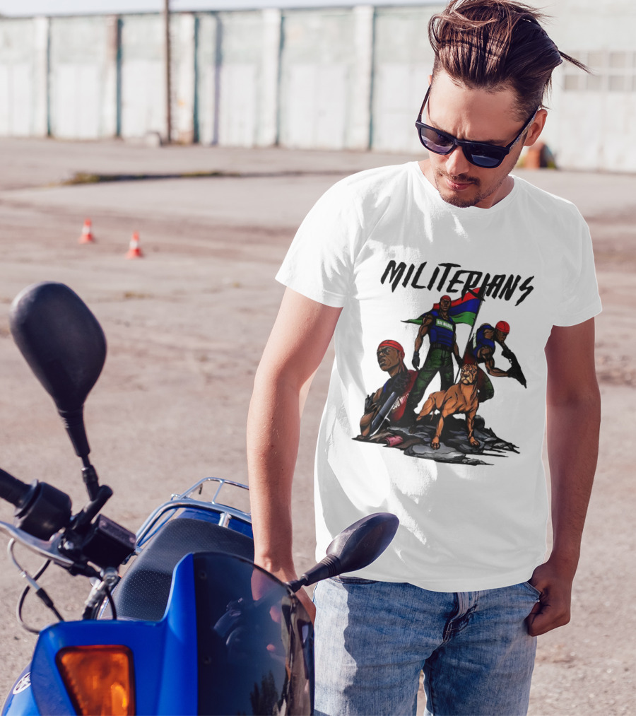 Beautiful And Brutal Militerians With Warrior Dog And Flag Display T-Shirt